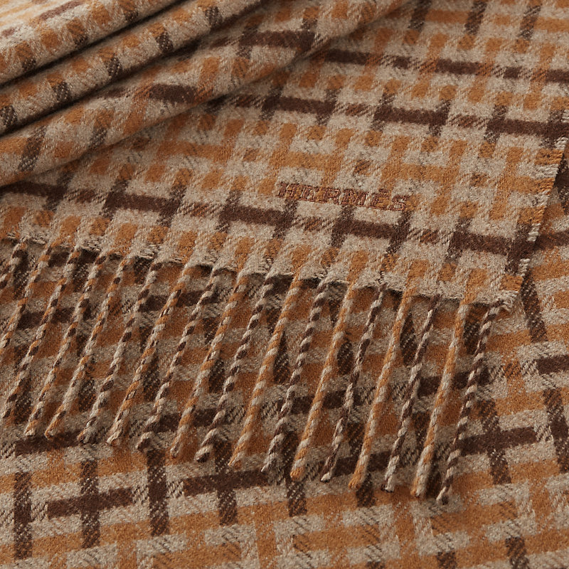 H Ecossais scarf - Brown | Hermès USA